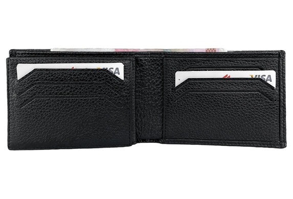 Кожаное портмоне Eminsa из зернистой кожи ES1117-18-1 черного цвета, Черный