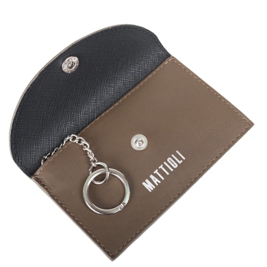 Шкіряна ключниця на кнопці Mattioli 063-20C оливково-коричневого кольору