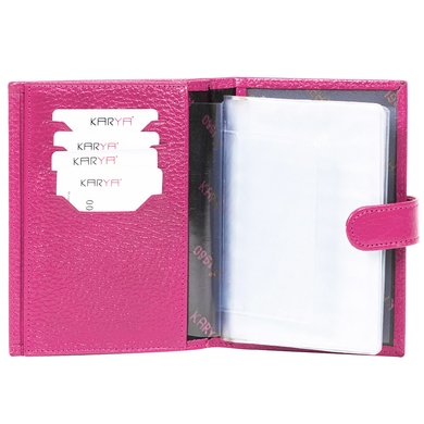 Шкіряна обкладинка на автодокументи та паспорт Karya 443-040 рожева, Рожевий