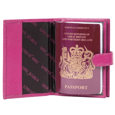Шкіряна обкладинка на автодокументи та паспорт Karya 443-040 рожева, Рожевий