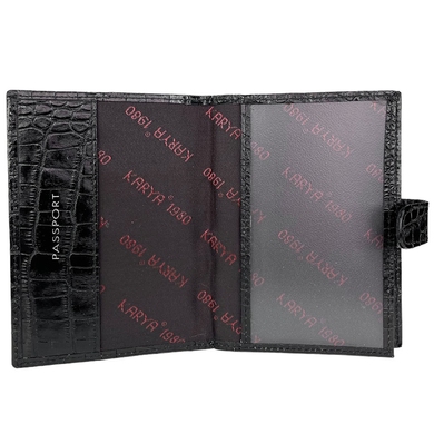 Шкіряна обкладинка Karya на автодокументи та паспорт KR443-53 чорного кольору, Чорний