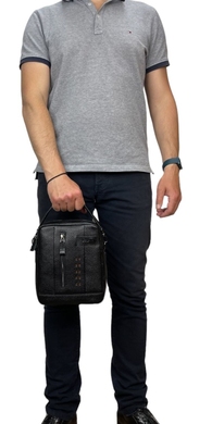 Чоловіча сумка на блискавці Karya з натуральної шкіри 0901-45 чорного кольору