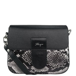 Женская малая сумка Karya из натуральной кожи KR5068-536/45 черная с серо-белым, Черный с белым