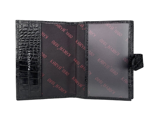 Шкіряна обкладинка Karya на автодокументи та паспорт KR443-53-1 чорного кольору, Чорний