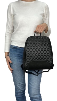 Шкіряний жіночий рюкзак Vanessa Scani на один відділ VS0135-2000 чорного кольору, Чорний, Гладка