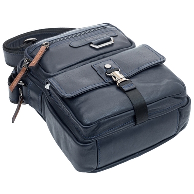 Чоловіча сумка The Bond з натуральної телячої шкіри 1136-49 темно-синього кольору.