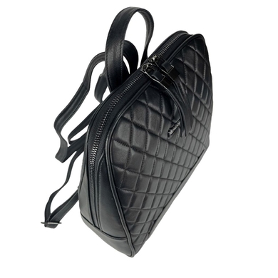 Шкіряний жіночий рюкзак Vanessa Scani на один відділ VS0135-2000 чорного кольору, Чорний, Гладка