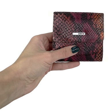 Малий гаманець Karya з лакованої шкіри KR1066-532 червоно-рожево-чорний