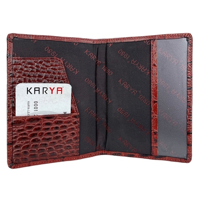 Шкіряна обкладинка на паспорт Karya KR092-545-2 бордово-чорного кольору, Бордовий з чорним