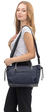 Женская текстильная сумка Vanessa Scani с натуральной кожей V048 темно-синего цвета, Темно-синий