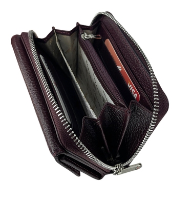 Средний кожаный кошелек Eminsa из зернистой кожи ES2157-18-6 баклажановый