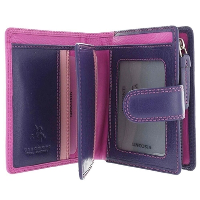 Жіночий гаманець з натуральної шкіри з RFID Visconti Rainbow Bali RB40 Berry Multi