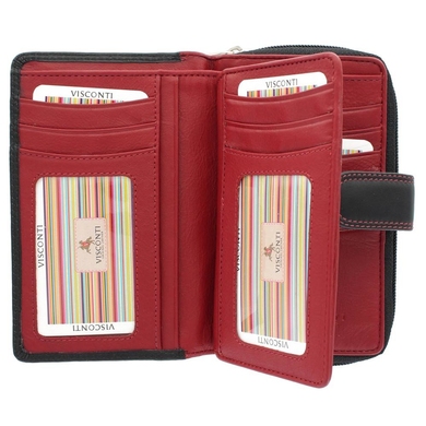 Жіночий гаманець з натуральної шкіри Visconti Colorado Ruby CD22 Black/Red