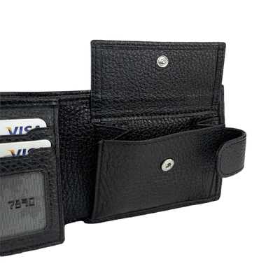 Шкіряне портмоне Eminsa з відкидною кишенею ES1042-18-1 чорного кольору, Чорний