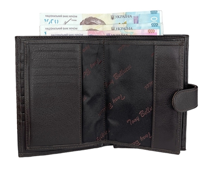 Чоловіче портмоне Tony Bellucci з відділенням для паспорта TB625-4 темно-коричневе, Темно-коричневий