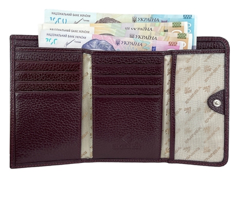 Середній шкіряний гаманець Eminsa із зернистої шкіри ES2157-18-6 баклажановий
