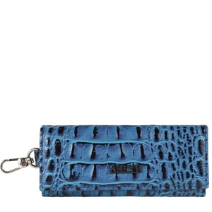 Ключниця на кнопці з натуральної телячої шкіри Karya 402-525 синя з чорним