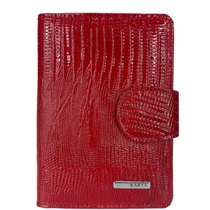 Жіночий гаманець з натуральної шкіри з лаком Karya 2015-074-3 червоного кольору