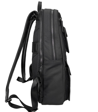 Кожаный рюкзак на два отдела The Bond TBN1199-1 черного цвета, Черный, Зернистая