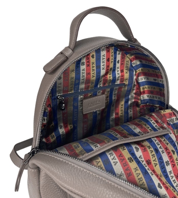 Женский кожаный рюкзак на один отдел Karya 6020-51 цвета таупе, Бежевый, Зернистая