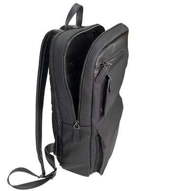 Шкіряний рюкзак на два відділи The Bond TBN1199-1 чорного кольору, Чорний, Зерниста