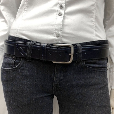 Ремень джинсовый из натуральной кожи Tony Perotti Cinture 5031 темно-синий