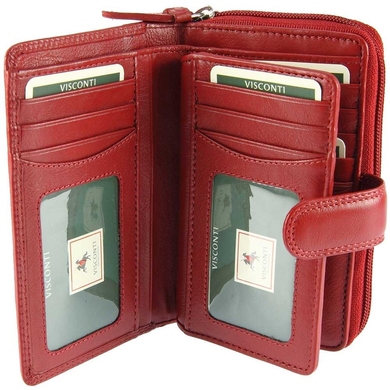 Жіночий гаманець з натуральної шкіри з RFID Visconti Heritage Madame HT33 Red