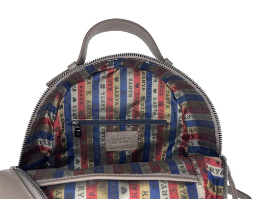 Женский кожаный рюкзак на один отдел Karya 6020-51 цвета таупе, Бежевый, Зернистая