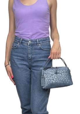 Жіноча сумка Karya з натуральної шкіри з принтом 2229-0931 синього кольору