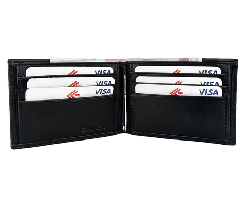 Кожаное портмоне с зажимом для денег Eminsa ES1128-19-1 черного цвета, Черный