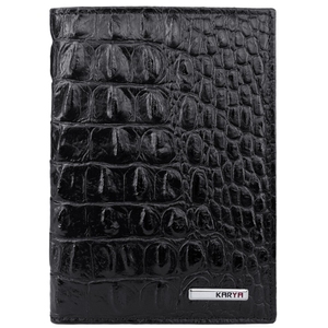 Шкіряна обкладинка на автодокументи Karya KR0428-522-1 чорного кольору, Чорний