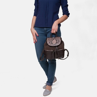 Женский рюкзак из натуральной кожи с замшей Mattioli 029-18C коричневый
