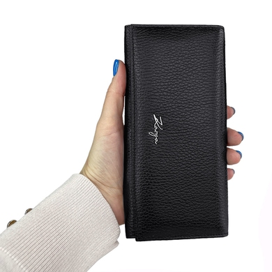 Шкіряний гаманець Karya із зернистої шкіри KR1127-45 чорного кольору