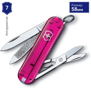 Складной нож-брелок миниатюрный Victorinox Classic Rose Edition 0.6203.T5 (Розовый)