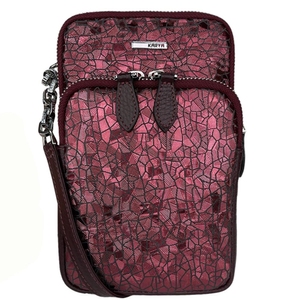 Вертикальна сумка Karya з натуральної шкіри KR2401-1012 бордового кольору, Бордовий
