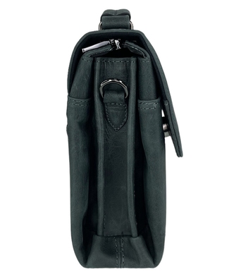 Шкіряна чоловіча сумка Karya з клапаном KR0268-30 чорно-зеленого кольору