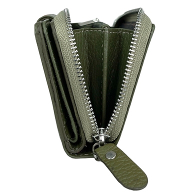Кожаный кошелек Karya на магните среднего размера KR1137-084 оливковый