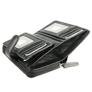 Женский кошелек из натуральной кожи с RFID Visconti Heritage Madame HT33 Black