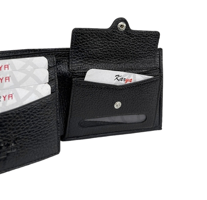 Кожаное портмоне Karya с наружным карманом KR0973-45 черного цвета, Черный