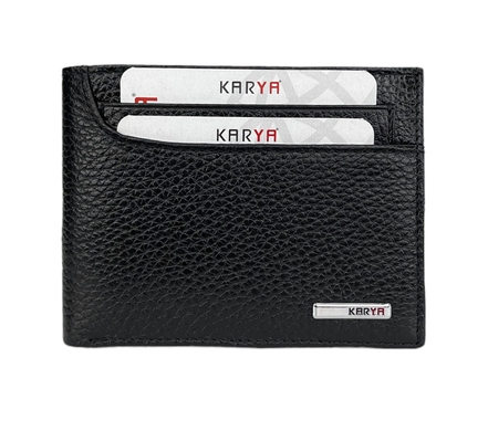 Шкіряне портмоне Karya із зовнішньою кишенею KR0973-45 чорного кольору, Чорний