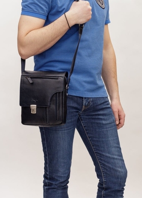 Чоловіча сумка Karya з натуральної телячої шкіри 0879-05 темно-синього кольору
