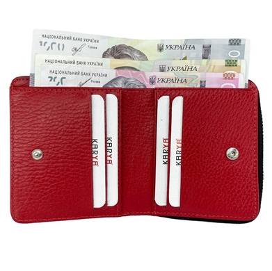 Малий гаманець з натуральної шкіри Karya 2012-073/46 чорний з червоним усередині