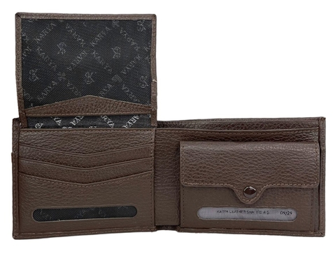 Кожаное портмоне Karya с наружным карманом KR0973-39 коричневого цвета, Коричневый