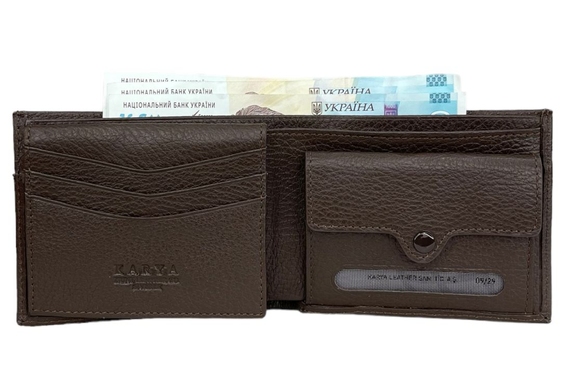Шкіряне портмоне Karya із зовнішньою кишенею KR0973-39 коричневого кольору, Коричневий