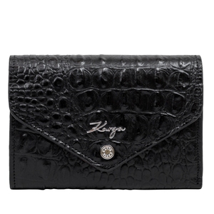 Жіночий гаманець на кнопці Karya з натуральної шкіри 1178-522 чорного кольору
