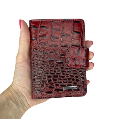 Жіночий гаманець з натуральної шкіри з лаком Karya 2015-545-1 бордового з чорним кольором