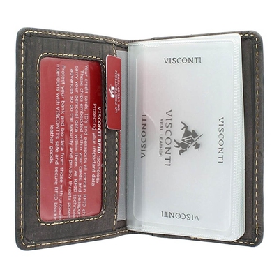 Кожаная кредитница Visconti Slim Laser VSL24 Oil Brown, Натуральная кожа, Гладкая, Коричневый