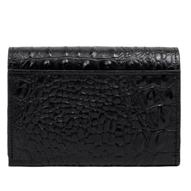 Жіночий гаманець на кнопці Karya з натуральної шкіри 1178-522 чорного кольору