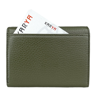 Жіночий гаманець на кнопці Karya із зернистої шкіри KR2018-084 оливкового кольору