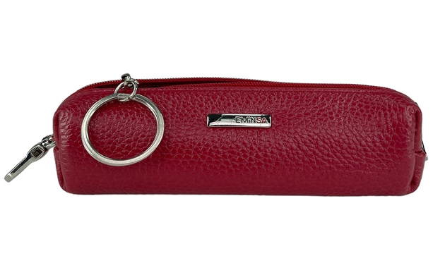 Шкіряна ключниця Eminsa з кільцем на ланцюжку для ключів ES1549-18-5 червона